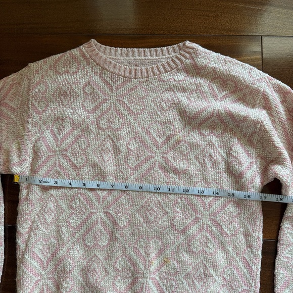 Vintage Pink and White Patterned Sweater - Picture 3 of 5